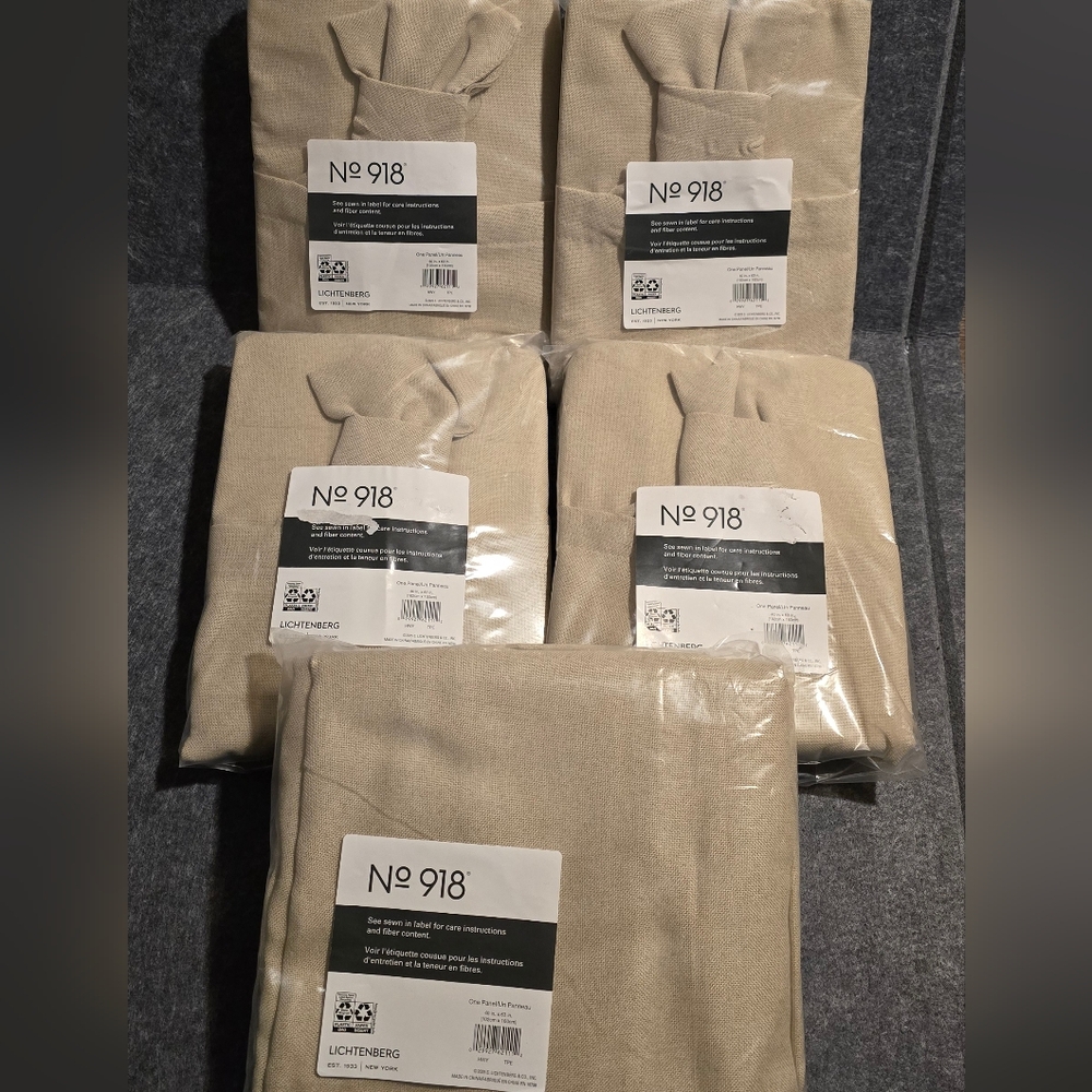 No. 918 Beige Curtains Set 40x63 - 5 Panels NEW